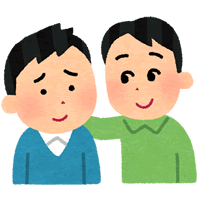 声掛けして来た相手に対して身構える男性のイメージイラスト