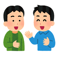 笑顔で歓談する二人の男性のイメージイラスト