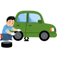 自動車のタイヤ交換を行う男性のイメージイラスト