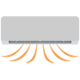 暖気を発して稼働中のエアコンのイメージイラスト