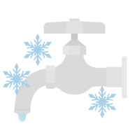 低温により凍結する水道および水道の蛇口のイメージイラスト