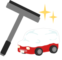 自動車に降り積もった雪と除雪ワイパーのイメージイラスト