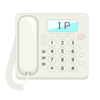 液晶画面に「IP」と表示された電話端末のイメージイラスト