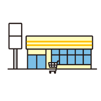 コンビニエンスストアの店舗外観のイメージイラスト