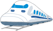 白い車体に青い線が入っている新幹線のイラスト
