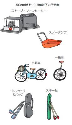 大型資源ごみの具体例を示したイラスト